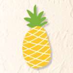 FLAVOUR OF THE YEAR 2026: PINEAPPLE 2 A simple illustration of a pineapple with a yellow body featuring white diagonal lines and a green leafy top, set against a textured off white background.