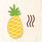FLAVOUR OF THE YEAR 2026: PINEAPPLE 7 A simple illustration of a pineapple next to three wavy brown lines representing a smell, on a light textured background.