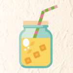FLAVOUR OF THE YEAR 2026: PINEAPPLE 6 A cartoon illustration of a mason jar filled with yellow juice, three ice cubes, and a pink and green striped straw, set against a light textured background.