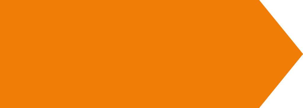 A solid orange hexagonal arrow points to the right on a white background, symbolizing forward movement and progress—perfect for use in Bewerbung materials.